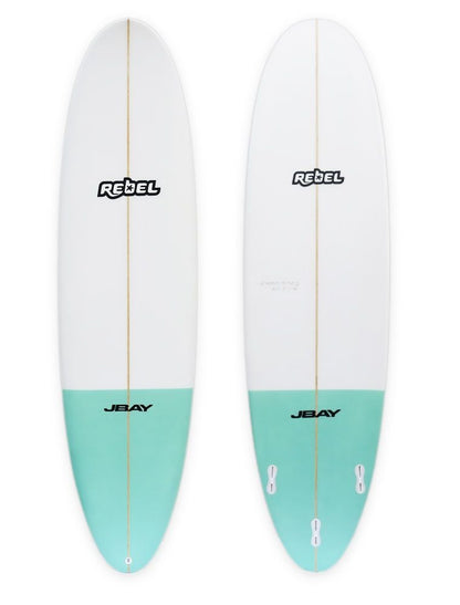 Rebel Mini Mal Surfboard - Seaglass Tail Dip - Full View