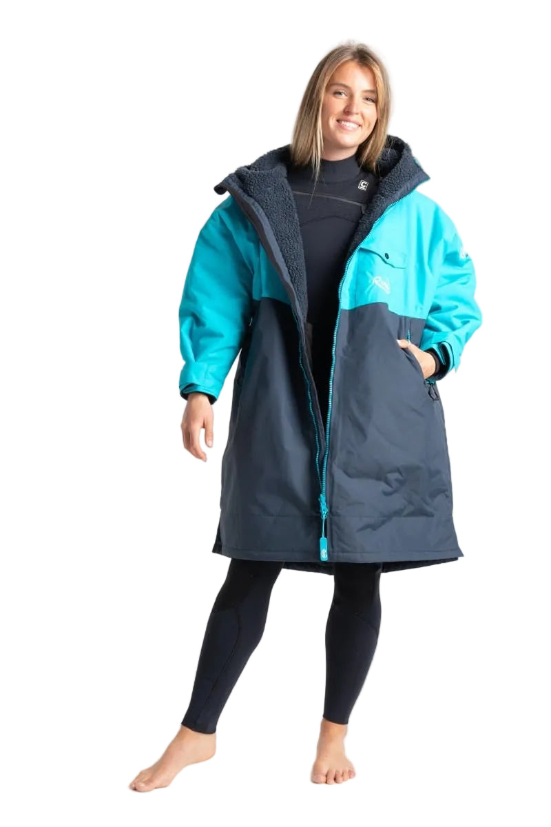 Robie Robes Dry-Series Recycled Long Sleeve Robe - India Ink/Blue Atoll