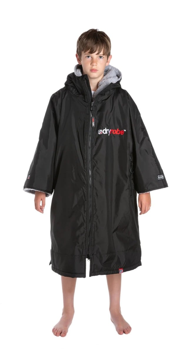 Dryrobe Advance Kids Short Sleeve in Black/Grey - Age 5-9