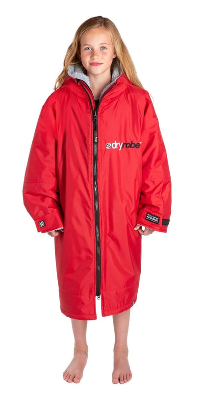 Dryrobe Advance Kids Long Sleeve in Red/Grey - Age 10-13