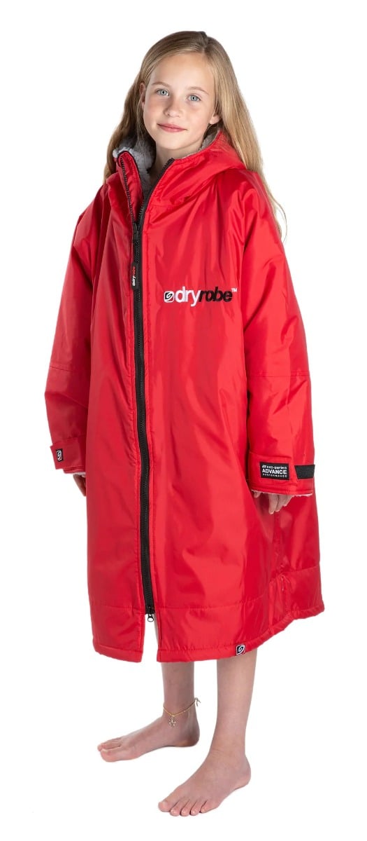 Dryrobe Advance Kids Long Sleeve - Age 10-13 - Red/Grey