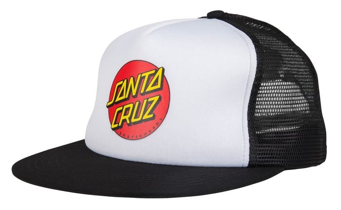 Santa Cruz Classic Dot Mesh Cap in White/Black