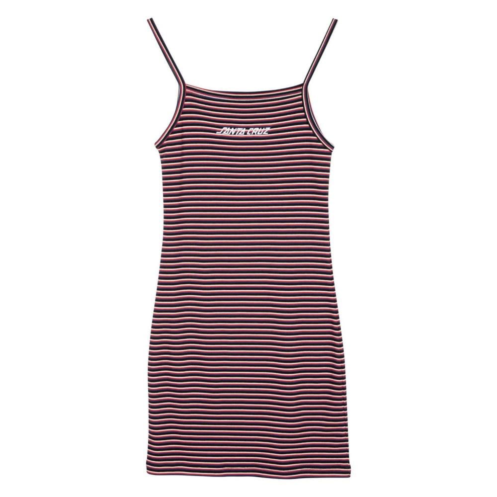 Santa Cruz Womens Strip Logo Emb Dress in Black Stripe
