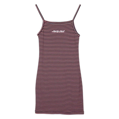 Santa Cruz Womens Strip Logo Emb Dress in Black Stripe