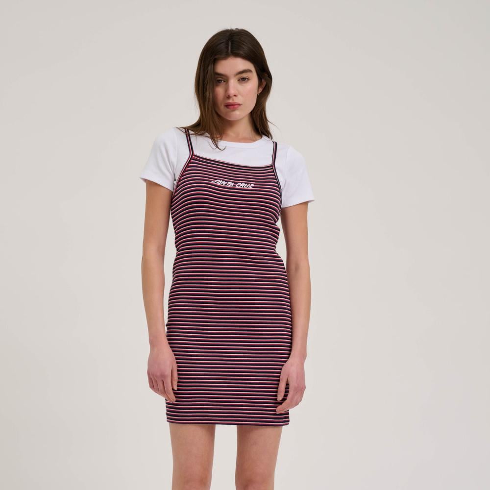Santa Cruz Women's Strip Logo Emb Dress - Black Stripe