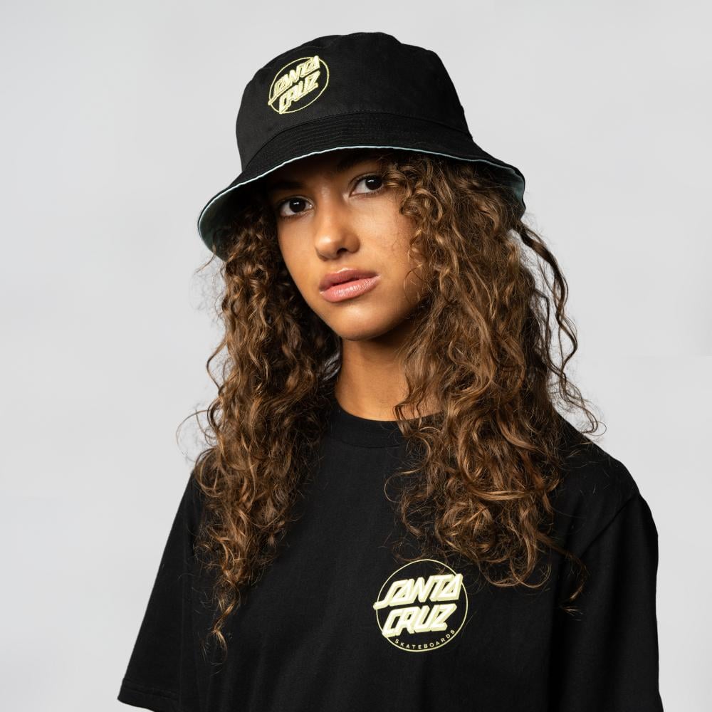 Santa Cruz Women's Partial Dot Reversible Bucket Hat - Black / Mint