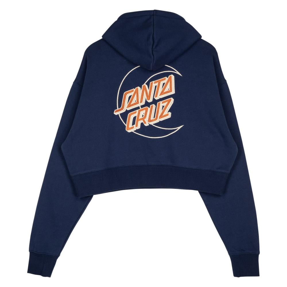 Santa Cruz Womens Moon Dot Emb Cropped Hoodie in Midnight Blue