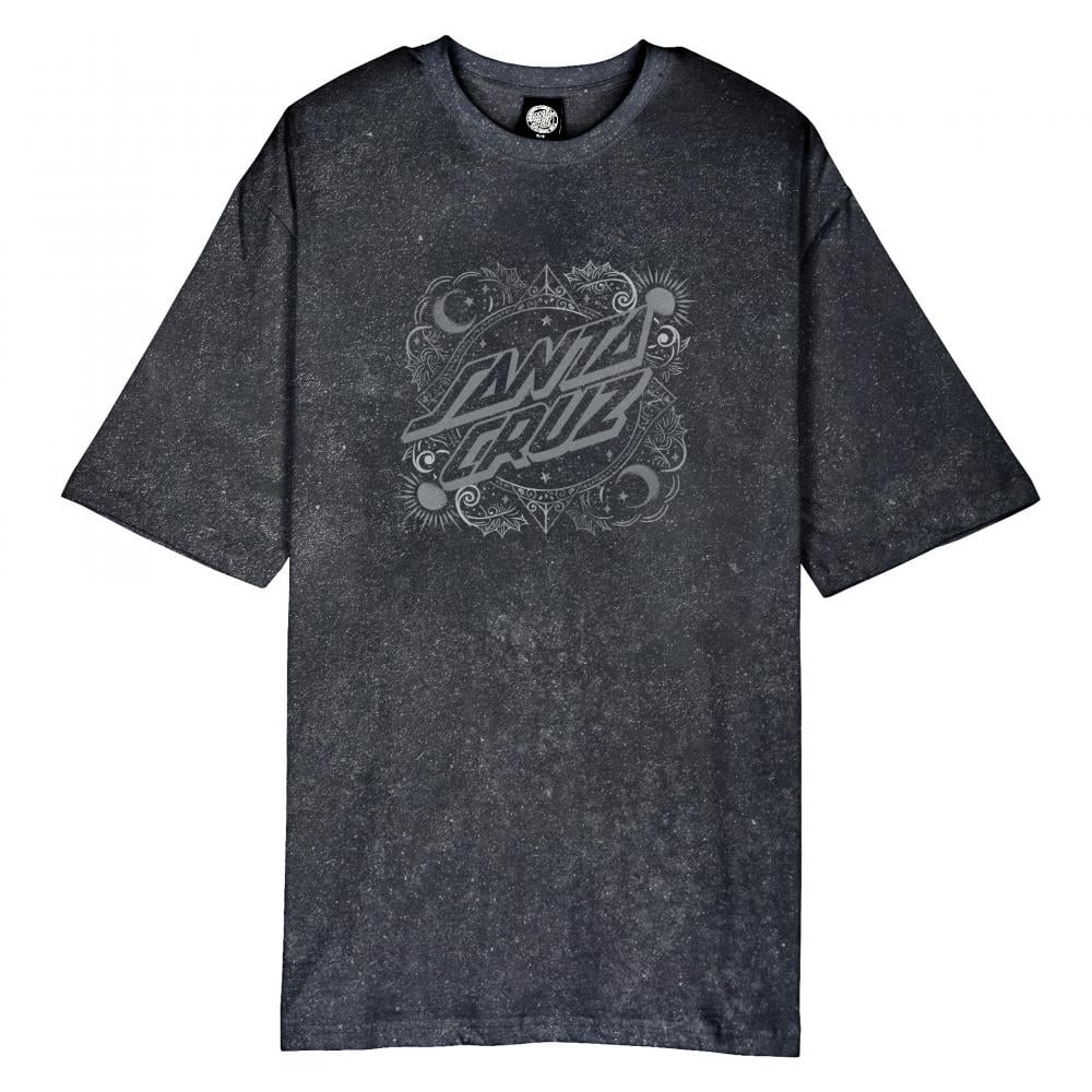 Santa Cruz Ornate Dot Front Womens Oversized Tee - Black Acid Wash