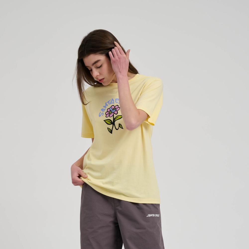 Santa Cruz Women's Delfino Flower Front T-Shirt - Butter