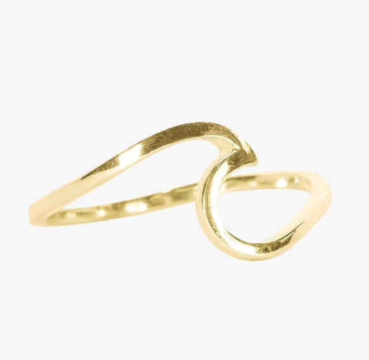 Pura Vida Wave Ring - Gold - Full View