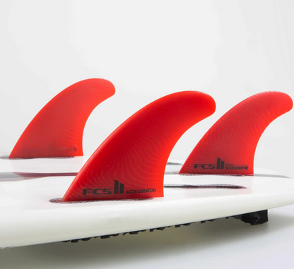 FCS II Accelerator Large Neo Glass Tri Fins - Red -Tri Set Up