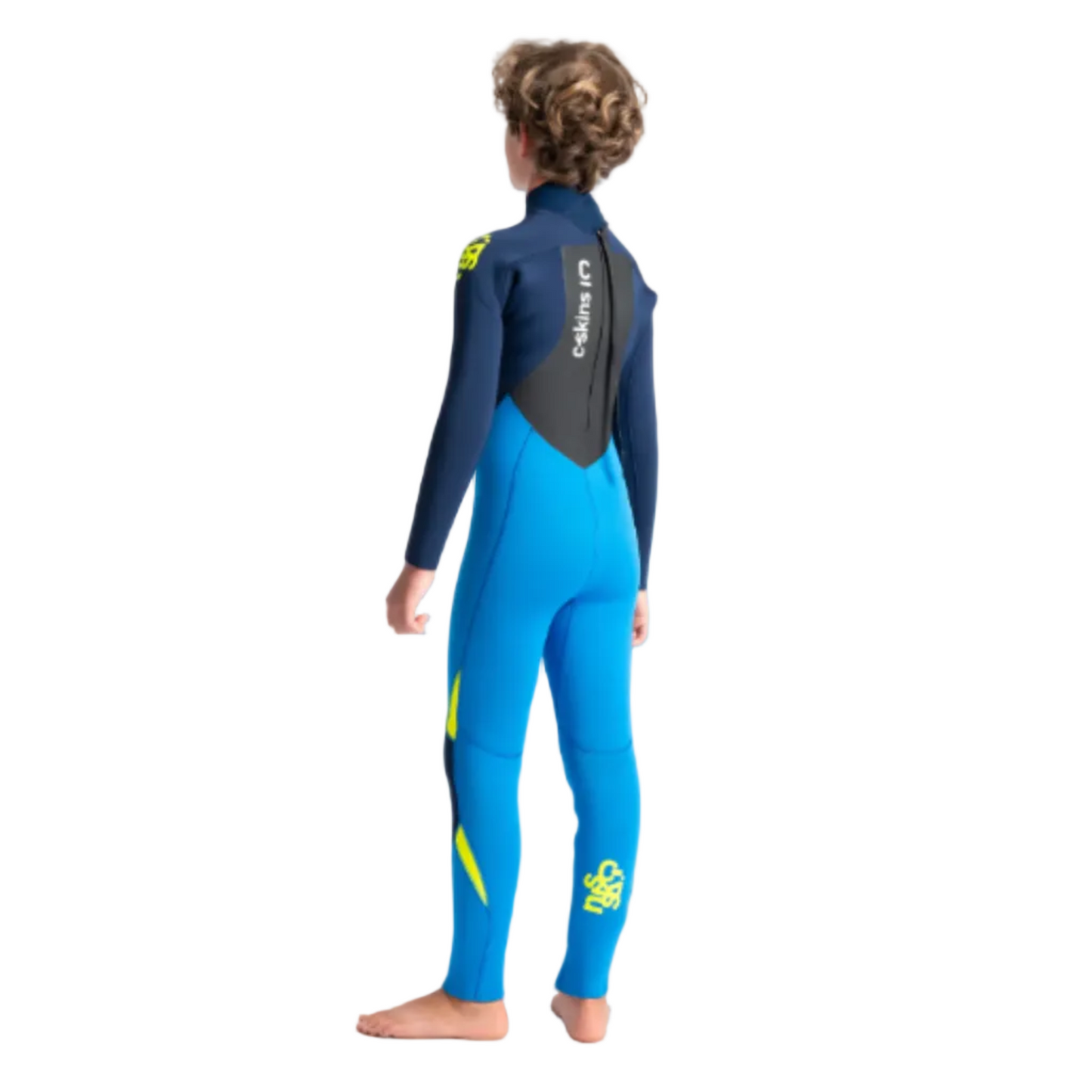 C-Skins Legend 4/3mm Youth Back Zip Wetsuit - Cyan/Slate - Back