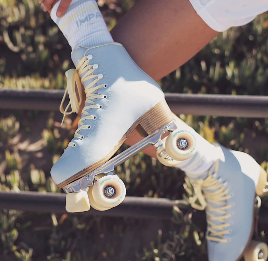 Impala Quad Womens Roller Skates - Sky Blue/Yellow - Full View