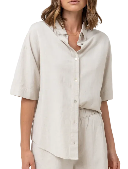 Rhythm Classic Womens Lounge Shirt - Oat - Front