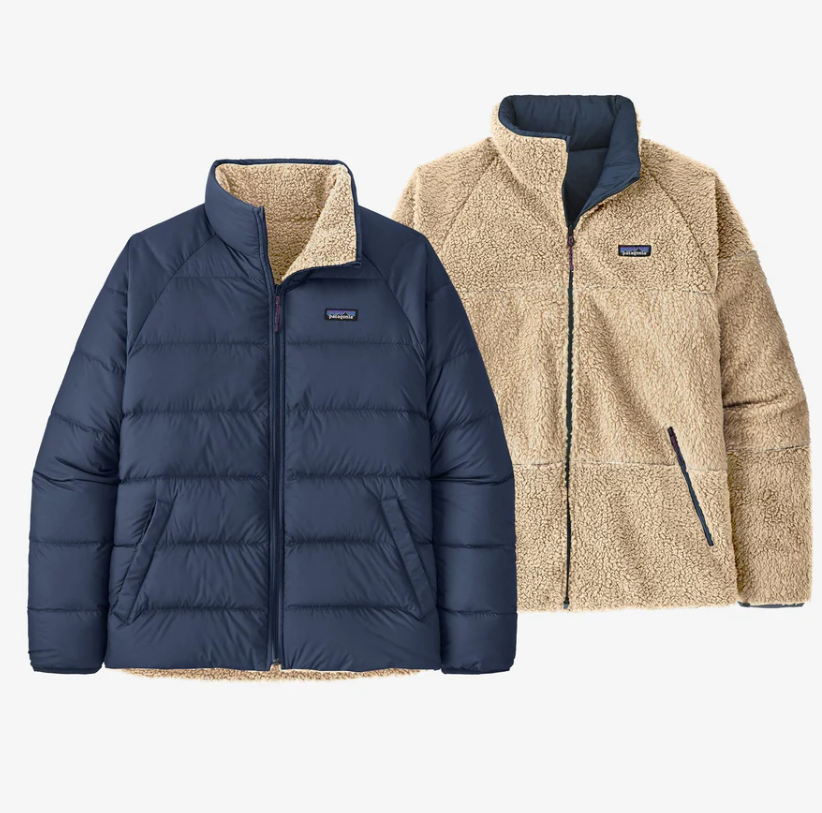 Patagonia Reversible Silent Down Mens Fleece Jacket - New Navy - Full View