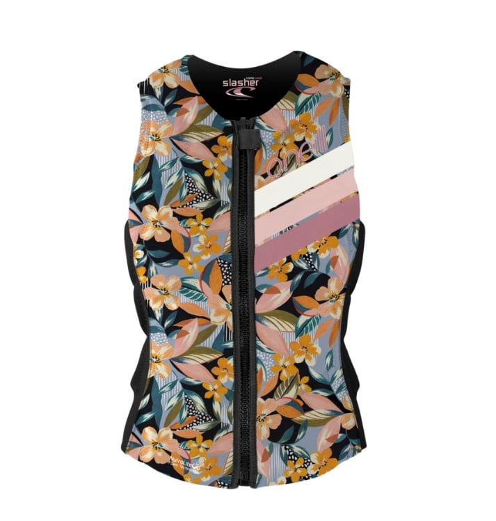 O'Neill Girls Slasher Comp Impact Vest in Demi Floral / Black