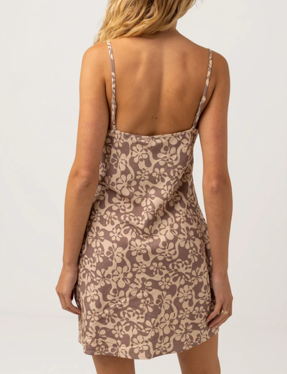 Rhythm Drifter Floral Womens Mini Dress - Chocolate
