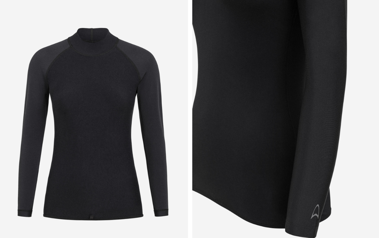 Orca Tango Womens Long Sleeve Thermal Surf Rash Vest - Black