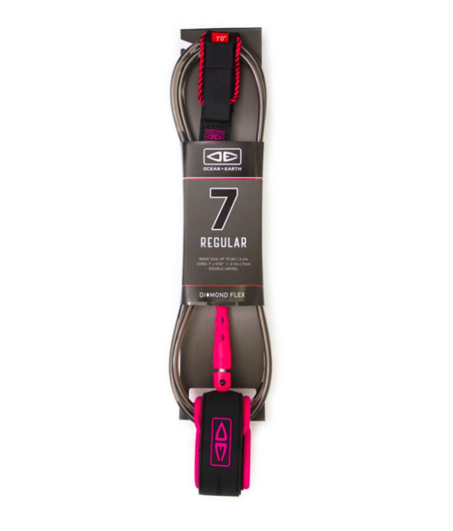 Ocean and Earth Regular 7ft Surf Leash - Pink