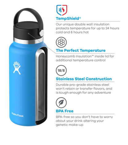 Hydro Flask 32oz Wide Flex Mouth Cap Bottle - Indigo