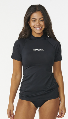 Rip Curl Classic Surf  Women Short Sleeve UPF Rash Vest - Black