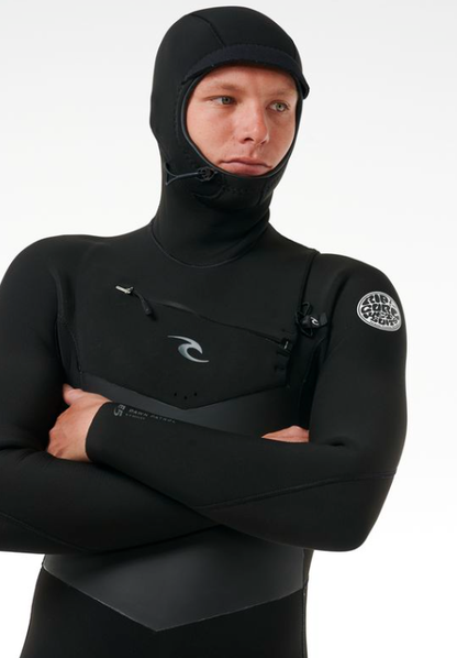 Rip Curl Dawn Patrol 5/4mm Men's Hooded Chest Zip Winter Wetsuit 2025 - Black