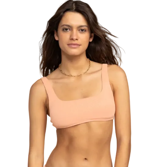 Roxy Rib Roxy Love The Glassy Womens Bikini Top - Salmon