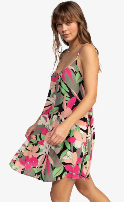 Roxy Spring Adventure Beach Women's Mini Dress - Anthracite Palm Song Axes