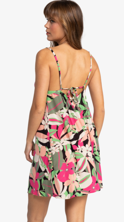 Roxy Spring Adventure Beach Women's Mini Dress - Anthracite Palm Song Axes
