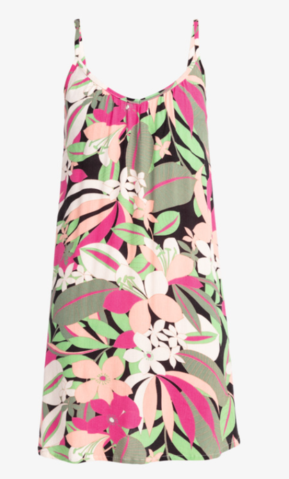 Roxy Spring Adventure Beach Women's Mini Dress - Anthracite Palm Song Axes