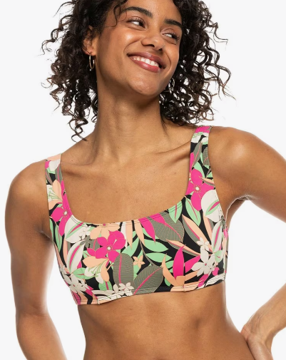 Roxy Printed Beach Classics Womens D-Cup Bikini Top - Anthracite Palm Song
