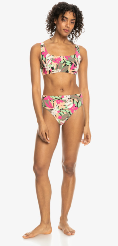 Roxy Printed Beach Classics Women's D-Cup Bikini Top - Anthracite Palm Song