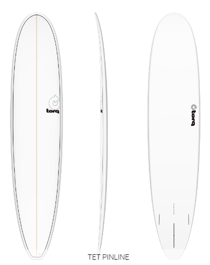 Torq TET 8ft0 Longboard - White/Pinline
