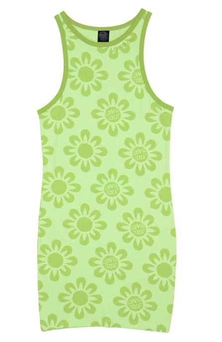 Santa Cruz Strip Racer Womens Dress - Green Flowers