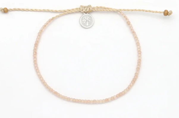 Pineapple Island Ka'anapali Frosted Glass Beaded Anklet - Peach
