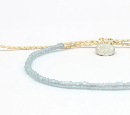 Pineapple Island Ka'anapali Frosted Glass Beaded Anklet - Light Blue
