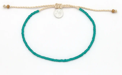 Pineapple Island Ka'anapali Frosted Glass Beaded Anklet - Turquoise