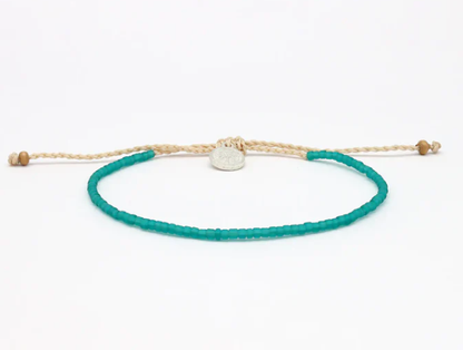 Pineapple Island Ka'anapali Frosted Glass Beaded Anklet - Turquoise