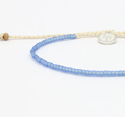 Pineapple Island Ka'anapali Frosted Glass Beaded Anklet - Blue