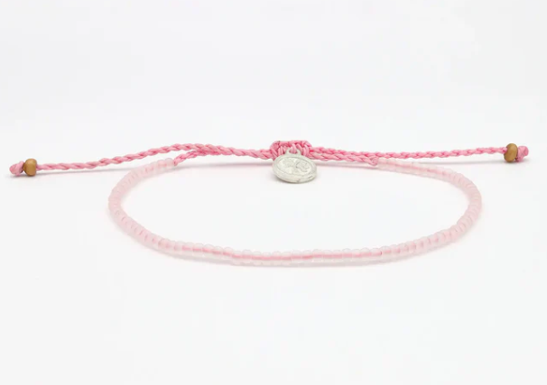 Pineapple Island Ka'anapali Frosted Glassed Beaded Anklet - Pink
