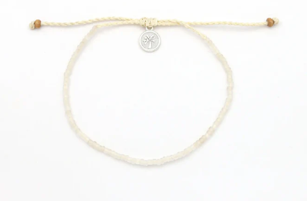 Pineapple Island Ka'anapali Frosted Glass Beaded Anklet - White
