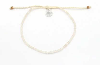 Pineapple Island Ka'anapali Frosted Glass Beaded Anklet - White