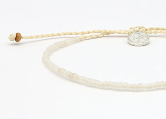 Pineapple Island Ka'anapali Frosted Glass Beaded Anklet - White