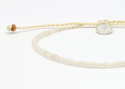 Pineapple Island Ka'anapali Frosted Glass Beaded Anklet - White