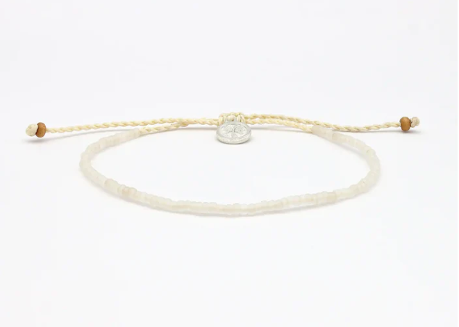 Pineapple Island Ka'anapali Frosted Glass Beaded Anklet - White