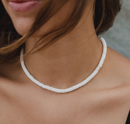 Pineapple Island Padangbai Puka Shell Choker Necklace - White