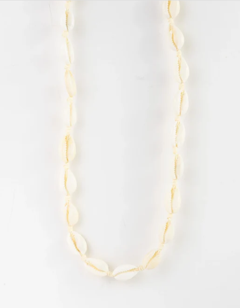 Pineapple Island Surfer Girl Cowrie Shell Necklace - Cream