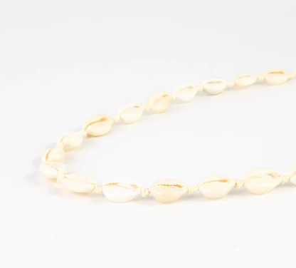 Pineapple Island Surfer Girl Cowrie Shell Necklace - Cream