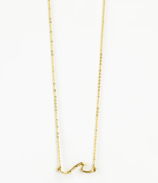 Pineapple Island Asri Hammered Wave Necklace - Gold