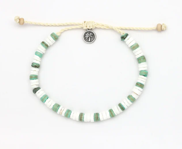 Pineapple Island Beaded Anklet - White/Green
